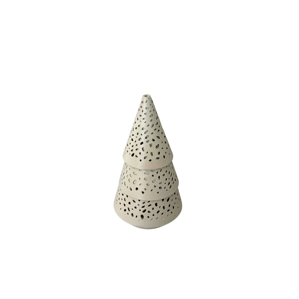 STILL Kerstboom Waxinelichthouder Beige - 15x8 cm