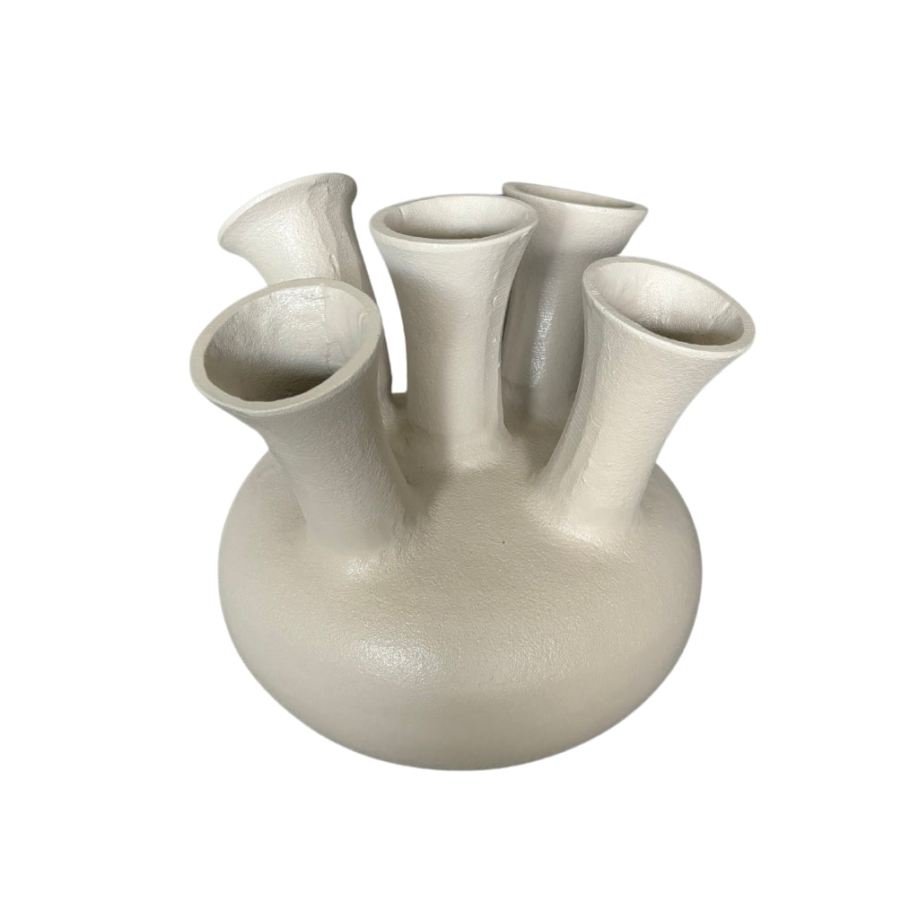 NoSeasons Tulpenvaas - Toetervaas 5 openingen Beige - 23x21 cm