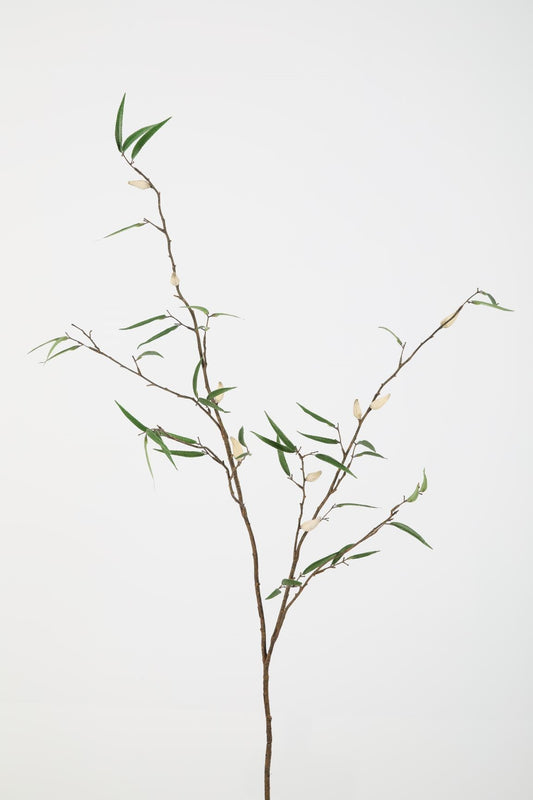 Kunsttak van Pod Branch met witte knoppen, 147 cm hoog, met elegante takken en knoppen die een verfijnde uitstraling geven.