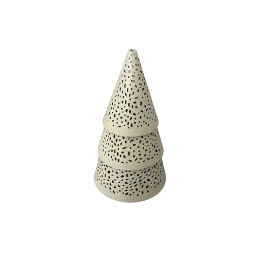 STILL Kerstboom Waxinelichthouder Beige - 20x11 cm