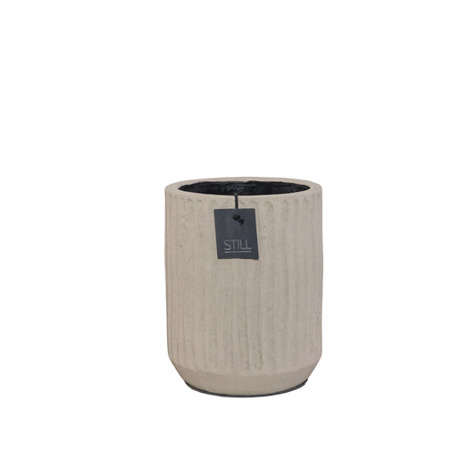 STILL Planter Pot met Ribbels Taupe - 26x18 cm